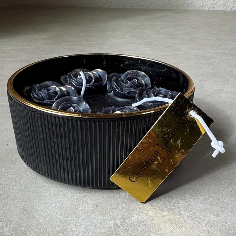 Christian Lacroix Black and Gold Midnight Garden Rose Candle Set 7.8oz